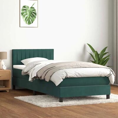 vidaXL Dunkelgrünes Samt-Bett mit Matratze - Bett vidaXL Dunkelgrünes Samt-Bett mit Matratze - Bett