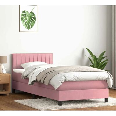 vidaXL Rosa Samt 90x220cm Bett mit Matratze & Gestell vidaXL Rosa Samt 90x220cm Bett mit Matratze & Gestell