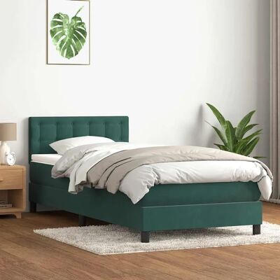 vidaXL Dunkelgrünes Samtbett mit Matratze 80x220 cm vidaXL Dunkelgrünes Samtbett mit Matratze 80x220 cm