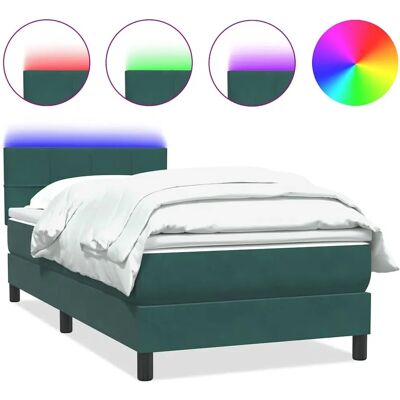 vidaXL Dunkelgrünes Samt-Kingsize-Bett mit LED-Lichtern vidaXL Dunkelgrünes Samt-Kingsize-Bett mit LED-Lichtern