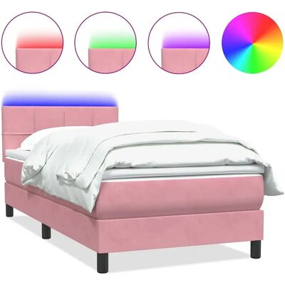 vidaXL Rosa Samt 80x220cm Boxspringbett mit Matratze vidaXL Rosa Samt 80x220cm Boxspringbett mit Matratze