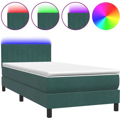 vidaXL Dunkelgrünes Samt-Boxspringbett 80x220 cm vidaXL Dunkelgrünes Samt-Boxspringbett 80x220 cm