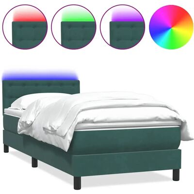 vidaXL Boxspringbett mit Matratze - Samt Dunkelgrün, 80x220cm vidaXL Boxspringbett mit Matratze - Samt Dunkelgrün, 80x220cm