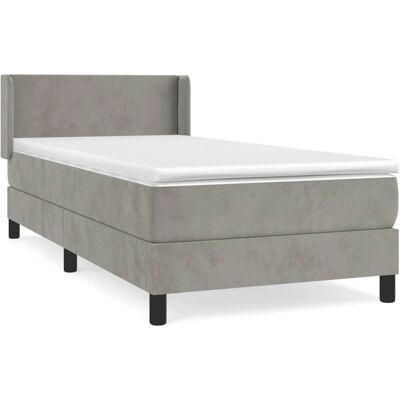 vidaXL Boxspringbett - Hellgrau Samtmatratze - Bett vidaXL Boxspringbett - Hellgrau Samtmatratze - Bett