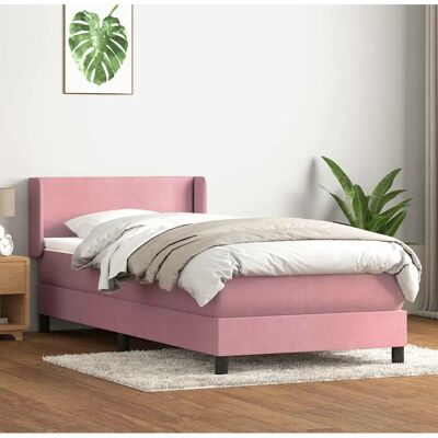 vidaXL Rosa Samt 90x210 cm Bett mit Matratze & Kopfteil - Bett vidaXL Rosa Samt 90x210 cm Bett mit Matratze & Kopfteil - Bett