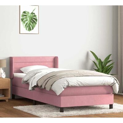 vidaXL Rosafarbenes Samt-Bett 90x210cm mit Matratze & Kopfteil vidaXL Rosafarbenes Samt-Bett 90x210cm mit Matratze & Kopfteil