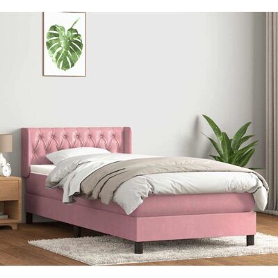 vidaXL Rosa Samt 90x210 cm Boxspringbett mit Matratze vidaXL Rosa Samt 90x210 cm Boxspringbett mit Matratze