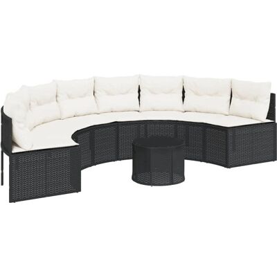 vidaXL Gartensofa Mit Tisch Und Kissen - Langlebiges Poly-Rattan, Kissen, Glastisch - Für Außen vidaXL Gartensofa Mit Tisch Und Kissen - Langlebiges Poly-Rattan, Kissen, Glastisch - Für Außen