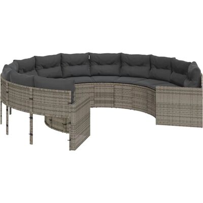 VidaXL Rond tuinbank met kussens - Poly rattan, 6 zitplaatsen VidaXL Rond tuinbank met kussens - Poly rattan, 6 zitplaatsen