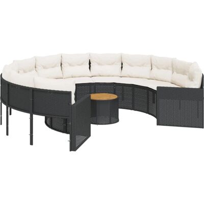vidaXL Gartensofa Mit Kissen Schwarz Poly-Rattan - Gartenmöbel vidaXL Gartensofa Mit Kissen Schwarz Poly-Rattan - Gartenmöbel