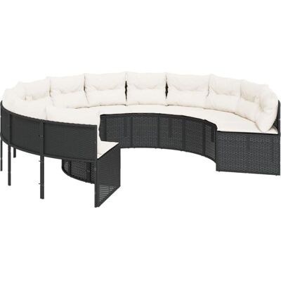 vidaXL Gartensofa Mit Tisch Und Kissen Schwarz Poly-Rattan - Patio sofa vidaXL Gartensofa Mit Tisch Und Kissen Schwarz Poly-Rattan - Patio sofa