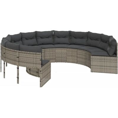 vidaXL Rundes Gartensofa - Langlebiges Poly-Rattan, 6 Plätze vidaXL Rundes Gartensofa - Langlebiges Poly-Rattan, 6 Plätze