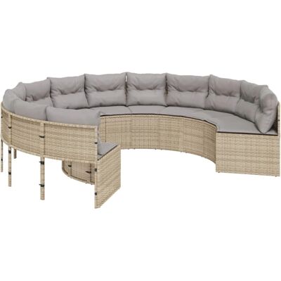 vidaXL Okrągła sofa ogrodowa - Rattan PE - 6 miejsc vidaXL Okrągła sofa ogrodowa - Rattan PE - 6 miejsc