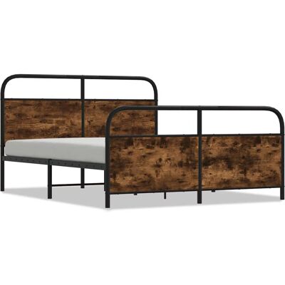 vidaXL 3318638 Metallbett - Räuchereiche - Bettgestell vidaXL 3318638 Metallbett - Räuchereiche - Bettgestell