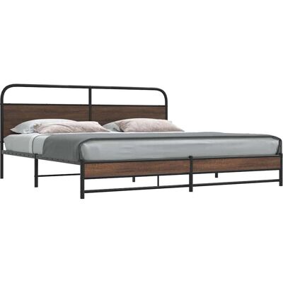 vidaXL Metalliyhdyskehys - 183x213 cm - Tumman tammi - Sängestomme vidaXL Metalliyhdyskehys - 183x213 cm - Tumman tammi - Sängestomme