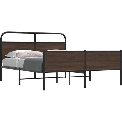 vidaXL Metallbett Ohne Matratze Braun Eichen-Optik - Bettgestell vidaXL Metallbett Ohne Matratze Braun Eichen-Optik - Bettgestell