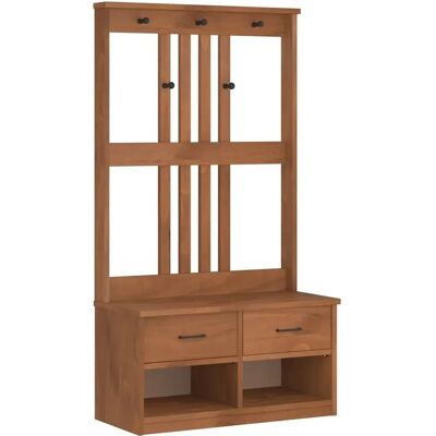 vidaXL Garderobenständer - 87x40x159,5cm - Massiv Kieferholz - Flurbank vidaXL Garderobenständer - 87x40x159,5cm - Massiv Kieferholz - Flurbank