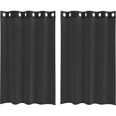 vidaXL Black Semi-transparent Voile Curtains - Voile Curtains vidaXL Black Semi-transparent Voile Curtains - Voile Curtains