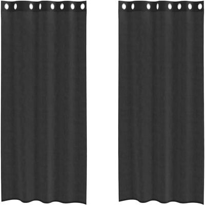 vidaXL Black 2-Piece Voile Curtains - Curtains vidaXL Black 2-Piece Voile Curtains - Curtains