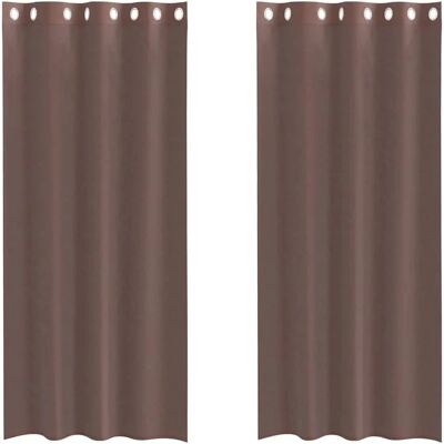 vidaXL Voile Curtains with Ösen 2 pcs. Brown - Voile Curtains vidaXL Voile Curtains with Ösen 2 pcs. Brown - Voile Curtains
