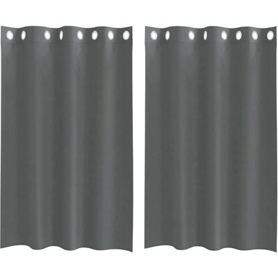 vidaXL Dark Gray Voile Curtains with Ovens - 140x175cm - Voile Curtains vidaXL Dark Gray Voile Curtains with Ovens - 140x175cm - Voile Curtains