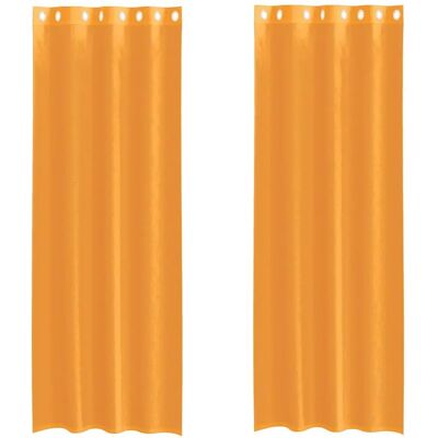 vidaXL Orange Voile Curtain Panel with Ösen 140x300cm - Curtain Panels vidaXL Orange Voile Curtain Panel with Ösen 140x300cm - Curtain Panels