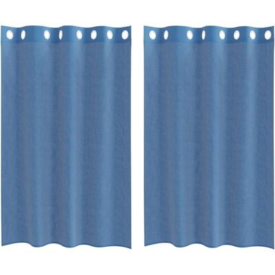 vidaXL Blue Voile Curtains 140x175cm with Grommets - Curtains vidaXL Blue Voile Curtains 140x175cm with Grommets - Curtains