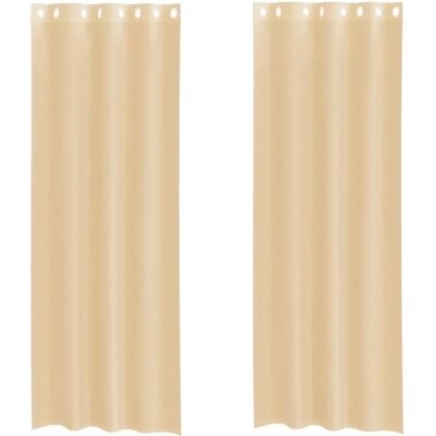 vidaXL Sand Voile Curtains - 140x260 cm - mit Ösen - Voile Curtains vidaXL Sand Voile Curtains - 140x260 cm - mit Ösen - Voile Curtains