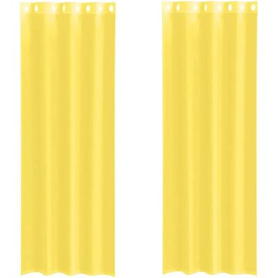 vidaXL Yellow Voile Curtains with Ösen - Voile Curtains vidaXL Yellow Voile Curtains with Ösen - Voile Curtains
