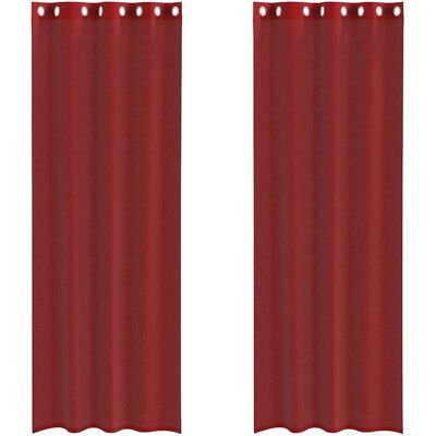 vidaXL Voile Curtains mit Ösen 2 Stk. Weinrot - Voile Curtains vidaXL Voile Curtains mit Ösen 2 Stk. Weinrot - Voile Curtains