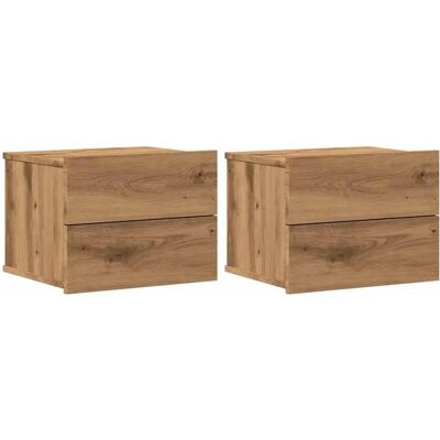 vidaXL Wandmontierte Nachttische 2 stk Artisan Eiche - Nachttisch vidaXL Wandmontierte Nachttische 2 stk Artisan Eiche - Nachttisch