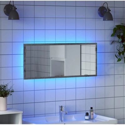 vidaXL Grauer Sonoma LED-Badspiegel Wandmontage - Badspiegel vidaXL Grauer Sonoma LED-Badspiegel Wandmontage - Badspiegel
