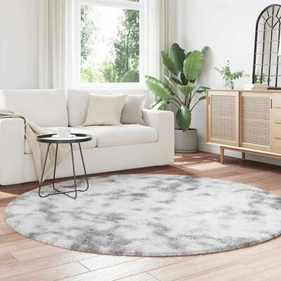 vidaXL Tæppe NAVARRA Sølvgrå - Rund, 200x200cm, Polyester - Tæppe vidaXL Tæppe NAVARRA Sølvgrå - Rund, 200x200cm, Polyester - Tæppe