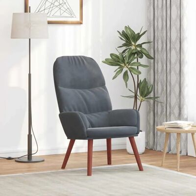 Fauteuil Relax VIDAXL Gris Foncé Velours - Publicité Fauteuil Relax VIDAXL Gris Foncé Velours - Publicité