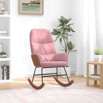 vidaXL Hojdacie kreslo ružový zamat - Rocking Chair vidaXL Hojdacie kreslo ružový zamat - Rocking Chair