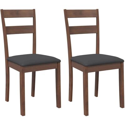 vidaXL Esszimmerstühle mit Kissen 2 Stk Braun Massivholz Gummibaum vidaXL Esszimmerstühle mit Kissen 2 Stk Braun Massivholz Gummibaum