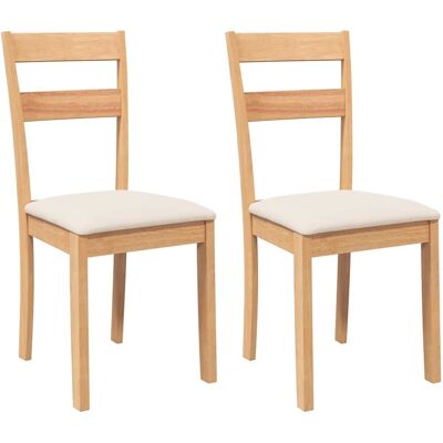 vidaXL Esszimmerstühle mit Kissen 2 Stk. Natur Massivholz Gummibaum Braun - Dining Chairs vidaXL Esszimmerstühle mit Kissen 2 Stk. Natur Massivholz Gummibaum Braun - Dining Chairs