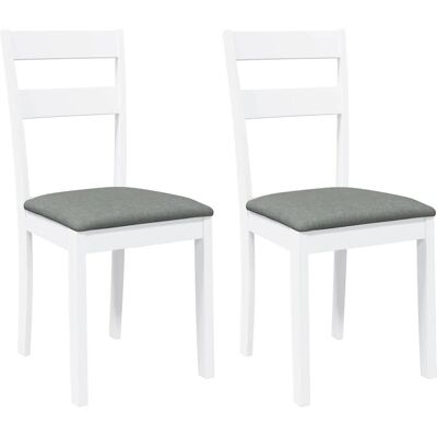vidaXL Witte massieve houten eetkamerstoelen met kussens - 2 stuks vidaXL Witte massieve houten eetkamerstoelen met kussens - 2 stuks