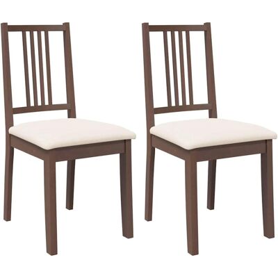 vidaXL Esszimmerstühle mit Kissen 2 Stk. Braun Massivholz Gummibaum vidaXL Esszimmerstühle mit Kissen 2 Stk. Braun Massivholz Gummibaum