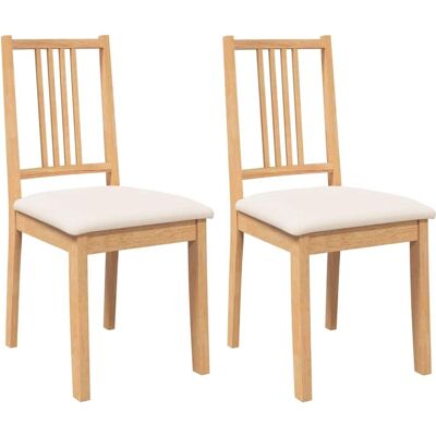 Vidaxl - Chaises de salle à manger avec coussins 2pcs bois massif naturel - Publicité Vidaxl - Chaises de salle à manger avec coussins 2pcs bois massif naturel - Publicité