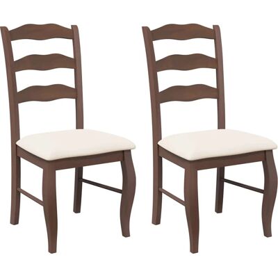 vidaXL Esszimmerstühle mit Kissen - 2 Stk. Braun Massivholz Gummibaum vidaXL Esszimmerstühle mit Kissen - 2 Stk. Braun Massivholz Gummibaum