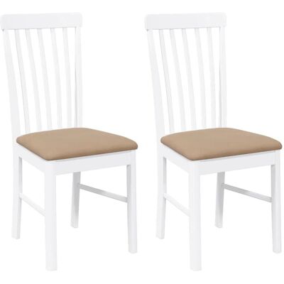 VidaXL Houten eettafelstoel - Ergonomisch, Wit, 2 stuks VidaXL Houten eettafelstoel - Ergonomisch, Wit, 2 stuks