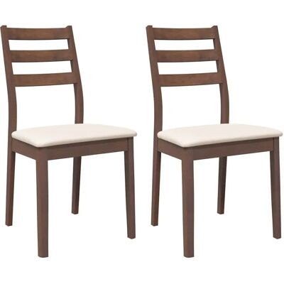 vidaXL Esszimmerstühle mit Kissen 2 Stk. Braun Massivholz Gummibaum vidaXL Esszimmerstühle mit Kissen 2 Stk. Braun Massivholz Gummibaum