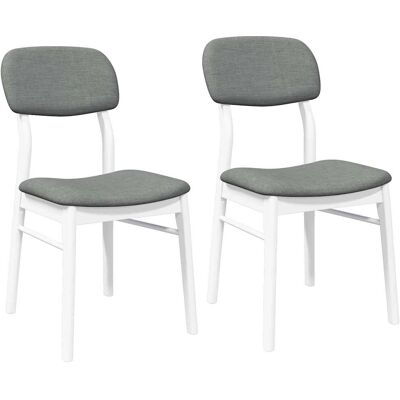 vidaXL Esszimmerstühle mit Kissen 2 Stk. Weiß Massivholz Gummibaum vidaXL Esszimmerstühle mit Kissen 2 Stk. Weiß Massivholz Gummibaum