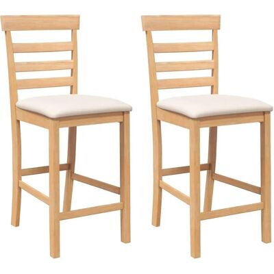 Vidaxl Natürliche Gummibaum Holz Barhocker mit Kissen - Thekenhocker Vidaxl Natürliche Gummibaum Holz Barhocker mit Kissen - Thekenhocker