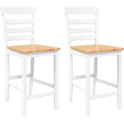 vidaxl Hevea Houten Barstoel - 2 stuks Wit Natuurlijke - Barstoelen vidaxl Hevea Houten Barstoel - 2 stuks Wit Natuurlijke - Barstoelen