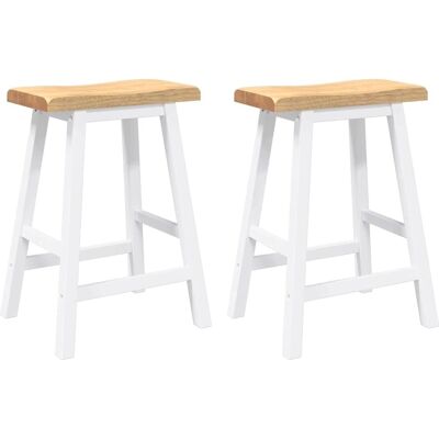 vidaXL Weiße/Natürliche Gummibaum Barhocker - Barhocker vidaXL Weiße/Natürliche Gummibaum Barhocker - Barhocker
