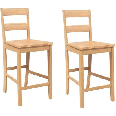 vidaXL Hevea Massivholz Barhocker - 2 Stück vidaXL Hevea Massivholz Barhocker - 2 Stück