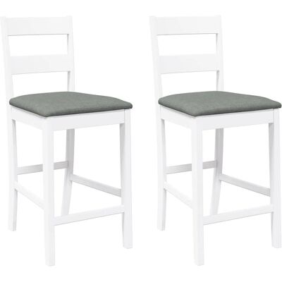 vidaXL Tabourets de bar en bois de latex blanc avec coussins - Tabourets - Publicité vidaXL Tabourets de bar en bois de latex blanc avec coussins - Tabourets - Publicité