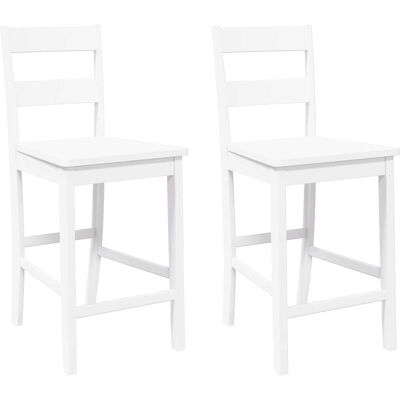 vidaXL Witte rubberhout barstoelen - 2 stuks vidaXL Witte rubberhout barstoelen - 2 stuks